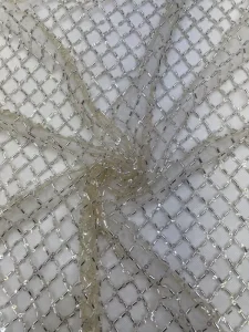 Diamond-patterned Bead Fabric + 3mm Crystal Sequin Simple Wedding Dress Women’s Dress Fashion Dress Beaded Embroidery Fabric