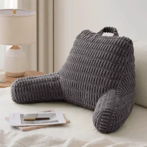 Diary Reading Pillow Memory Foam Reading & Bed Rest Back Pillow for Backrest with Arms & Pockets & Washable