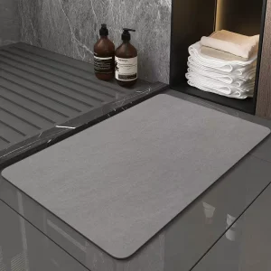 Diatom Mud Bath Mat Quick Dry Absorbent Non Slip Rug Solid Color Durable Floor Mat for Bathroom Entryway Home Use