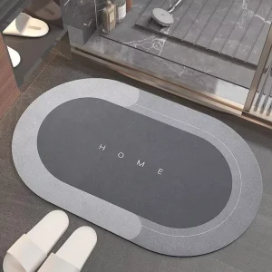 Diatom Mud Non slip Bathroom Floor Mat with Rectangle Shape for Toilet Use Waterproof Strong Water Absorbent Home Use