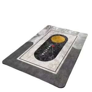 Diatom Mud Water Absorbing Printed Machine Weave Quick Drying Non Slip Bath Mat for Entryways Bathrooms Light Luxury Style Hand