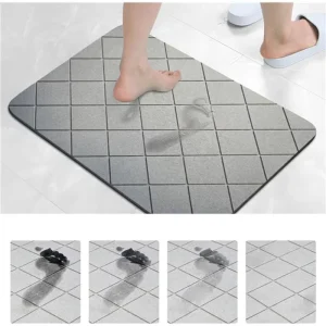 Diatomaceous Earth Bath Mat Super Absorbent Bathroom Rug with Non-Slip Showers for the Bathroom Kitchen Easy to Clean Foot Mat