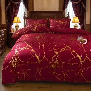 Digital Printed Brushed Fabric Marble Pattern Three Piece European Style Summer Soft & Skin Friendly Bedding Set