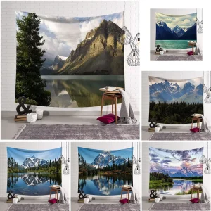 Digital Printed Mountain Forest Tapestry 100% Polyester Waterproof Blackout Foldable for Living Room
