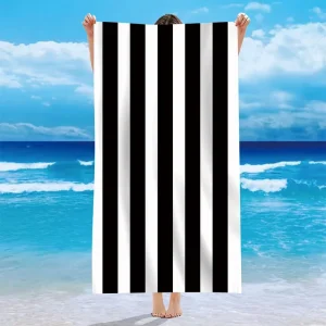 Digital Printed Stripe Rectangle Water Absorbent Microfiber Beach Towels for Summer Beach Vacation
