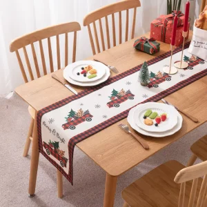 Digital Printing Customized Luxury Cotton Canvas Washable Table Runners for Party Use
