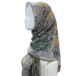 Digital Printing Muslim Cotton Voile Square Scarf Eco Friendly Breathable Tudung Bawal With Custom Logo