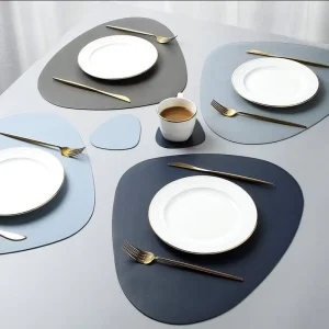 Dining Table Mat Pad Heat Resistant PU Leather Placemat Dining Table Placemats Kitchen Table Placemats