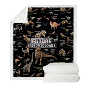 Dinosaur Dual Sided Raschel Polar Fleece Throw Blanket Anti Pilling Flame Retardant Warm Comfortable Bedding for Cold Nights