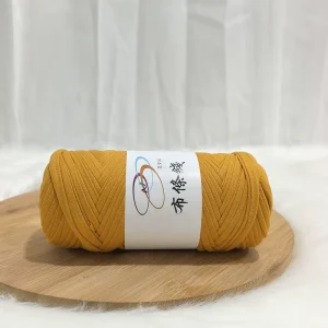 Direct Sale 100% Polyester Hand Woven T Shirt Yarn 200g High Elasticity Fabric Strips Dyed DIY Knitting Carpet Yarn