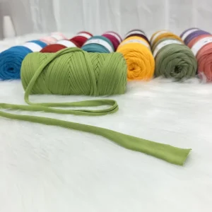 Direct Sale 100% Polyester Hand Woven T Shirt Yarn 200g High Elasticity Fabric Strips Dyed DIY Knitting Carpet Yarn