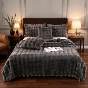 Direct Selling Winter Polyester Washable Super Soft Rabbit Velvet Light Luxury Warm Faux Fur Sofa Nap Cover Casual Plush Blanket