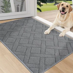 Dirt Trapper Plain Tufted Loop Pile Dog Door Mat Non Slip Machine Washable Absorbent Entryway Rugs for Home