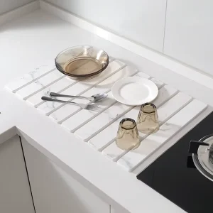Dish Plates Drying Mat for Kitchen Quick Dry Dishes Placemat Foldable Water Absorbing Diatomaceous Earth Mat Pad