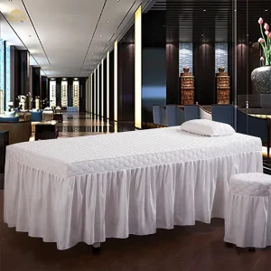 Disposable 200TC Solid Color Cotton Padded Bed Skirt Cover Set Elastic Fitted Sheet Plain for Massage Salon Hotel Use 1pc