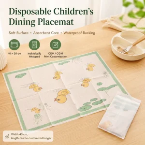 Disposable Baby Placemat 40cm Wide Custom Size Packaging BPA Free Non Slip Table Mat Printed Design for Dining China