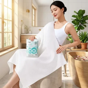 Disposable Cotton Bath Towel, 70140cm 80GSM, Sterilized & Individually Packaged Towels for Travel, Hotel, Gym & Daily Use