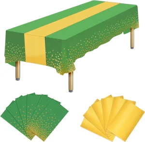 Disposable Green Square PE Oilproof Waterproof Modern Customizable Handmade Tablecloth Yellow Table Cover