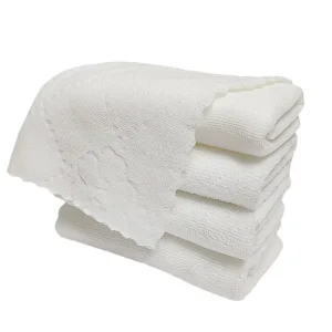 Disposable Jacquard Warp Knitted Ultra-Fine Microfiber Solid Color White Rectangle Machine Washable Towel for Hotel Hair Salon