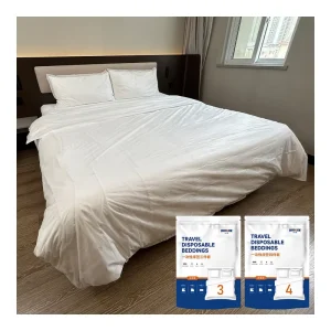 Disposable Non woven Anti static Travel Bed Sheets for Hotel Portable Bedding Set with Quilt Cover Pillowcases 2.2m