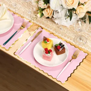 Disposable Paper Placemats Rectangle with Scalloped Edges Dining Table Mats for Kid Adult Restaurant