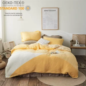 Dn Warm Wniter Luxury Soft Knit Throw Acrylic Four Set Cable Crochet Velvet Quilt Duvet Cover Bed Sheet with Home Decoration