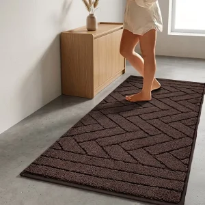 Dog Mat 60x150cm PU Herringbone Pattern Machine Washable Thick Plush Non Slip for Dogs Entrance Door Hallway