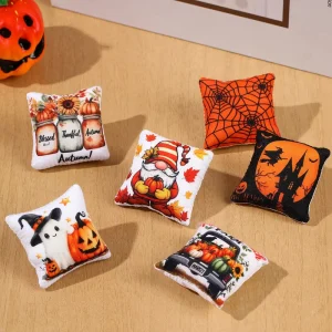 Dollhouse Mini Halloween Furniture cushions BJD Miniature Scene Funny Pumpkin sofa throw pillows plastic craft