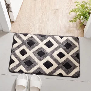 Door Mats for Home Welcome Customized Design Woven Cotton Black Carpet Door Mat for Bathroom