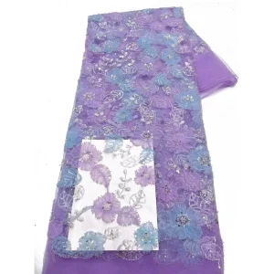 Double Bead Tube Embroidery Lace Two Tone Ribbon Tulle Mesh Flower Design Home Textile Weft Knitted 100% Polyester