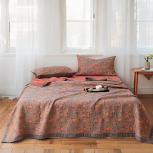 Double Bed Eco Friendly Cotton Jacquard Blanket Ultra Soft Breathable Lightweight Skin Friendly for Summer