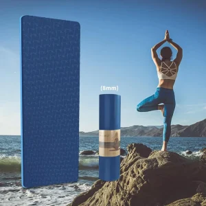 Double Color Eco Friendly Thick TPE Yoga Mat 6mm Durable Non Slip Custom Size Carrying Strap for Yoga Pilates Fitness Relaxation
