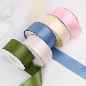 Double Face Ribbon 4cm 1 1 2″ Satin Ribbon for Flower Wedding Cake Decor Chair Sash Gift Packaging Ribbon Custom Colors