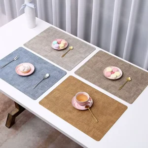 Double Faces Fabric Textured Leather Washable Heat Resistant Table Mats Placemat for Dinner