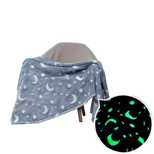 Double Flannel Fleece Glow in the Dark Printing Custom Throw Blanket