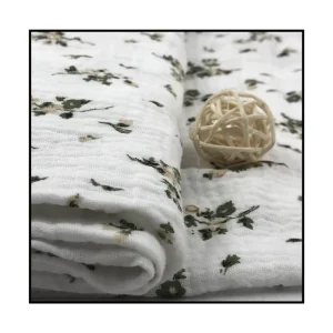 Double Gauze Muslin Fabric Roll 120gsm Cotton Printed Bubble Fabric for Sleepwear