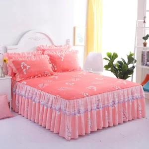 Double Lace Bed Skirt Set Pillowcase Vendors Bed Skirts Cover for Bed Bedding Set