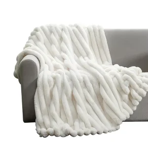 Double Layer Brushed Long Plush Warm Winter Fluffy Throw Faux Fur Blanket
