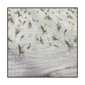 Double Layer Cotton Crepe Gauze with Fruit Printed Combed Yarn Woven Bubble Fabric for Girls Boys Pajamas Home Wear Pillow Use