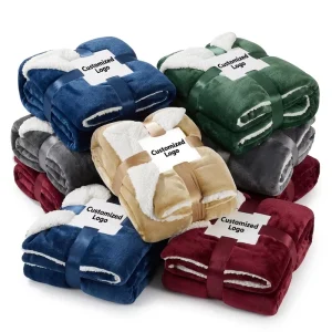 Double Layer Flannel Bed Throw Cozy Warm Sherpa Blanket for Bed