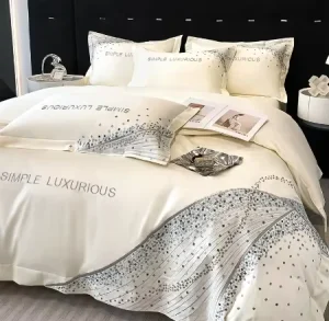 Double Layer Four Piece Bedding Sets Princess Duvet Cover Set Cotton Linen Bedding Set