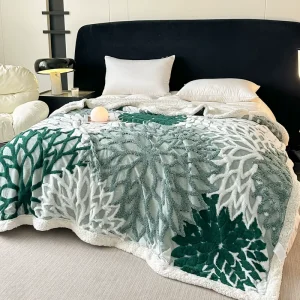 Double-Layer Jacquard Blanket King Size Microfiber Fleece Bed Woven Style Double Ply Autumn