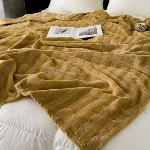 Double Layer Jacquard Nap Blanket Winter Multi Functional Knitted Raschel Striped Blanket