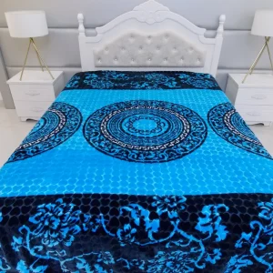Double Layer Korean Style Thick Plush Blanket for Double Bed Warm Heavy Fluffy Printed Made in China Raschel Blanket for Winter