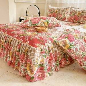Double Layer Lace Bed Skirt Three Piece Set Thickened Anti slip Single Piece Bed Cover Bed Cover Bedding