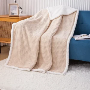 Double Layer Lightweight Thick Winter Fuzzy Flannel Sherpa Fleece Throw Blanket for Sofa Bed