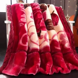 Double Layer Raschel Blanket Thick Extra Thick Winter Fleece Throw for Home Use Warm Sofa Nap Blanket Print Pattern