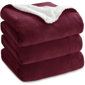 Double Layer Soft Warm Cozy Plush Solid Color Winter Bed Home Hotel Flannel Sherpa Blanket for Winter Use