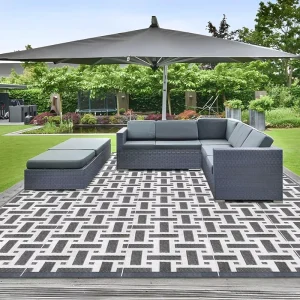 Double Layer Woven Garden Patio Carpet Custom Anti Aging RV Rugs Plush Pile Height PP Material Travel Prayer Picnic