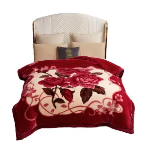 Double Layered Raschel Blanket Double Layered Thick Winter Warm Blanket Double-Sided Coral Fleece Blanket